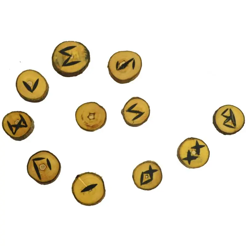 Wood Rune Set 25-Piece Elder Futhark — Norse Divination Natural Wood
