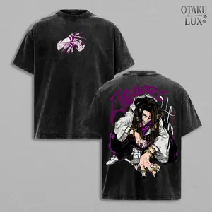 Shaman King Anime Shirt Vintage Washed Oversized Tee Yoh Asakura Spirit Power Graphic Back Streetwear Heavy Cotton T Shirt