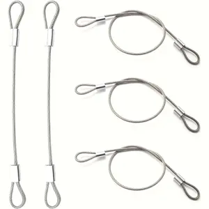 5pcs 12-Inch Heavy-Duty Stainless Steel Cable Lanyard, Durable Wire Rope with Loops, Secure Outdoor Gate Closure, Stage Lighting, Luggage Protection