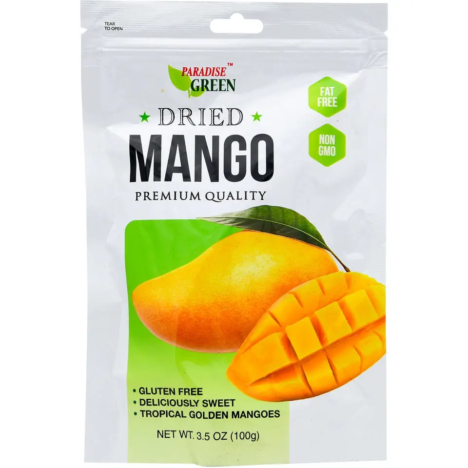 Paradise Green Premium Quality Dried Mango Snacks, Dried Fruits Rich in Fiber and Vitamin C, Tangy Sweet-Chewy Treat for Daily Enjoyment
