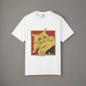 Grumpy Cat Illustration T-Shirt | Retro Pop Art Cat Tee