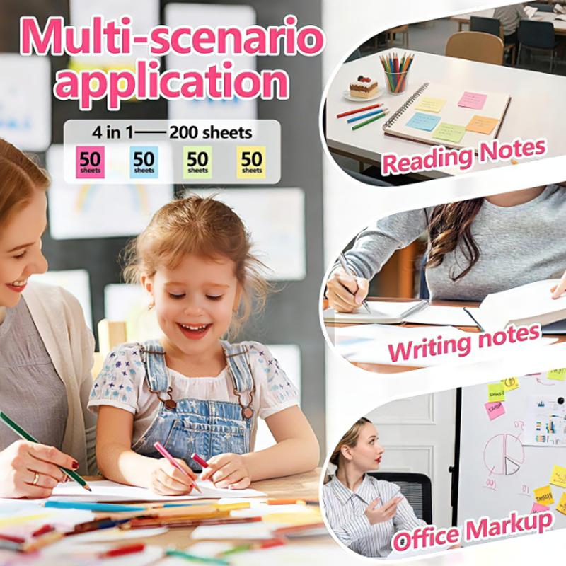200 Sheets/Pack Post It Notes With Lines,Note Pads,Pastel Color Sticky Notes, Assorted colors for categorization, Long-lasting Adhesion, Residue-free Glue, Portable & Easy to tear,OfficeSupplies, StudyEssentials, DeskOrganization, Highlighting Key Points