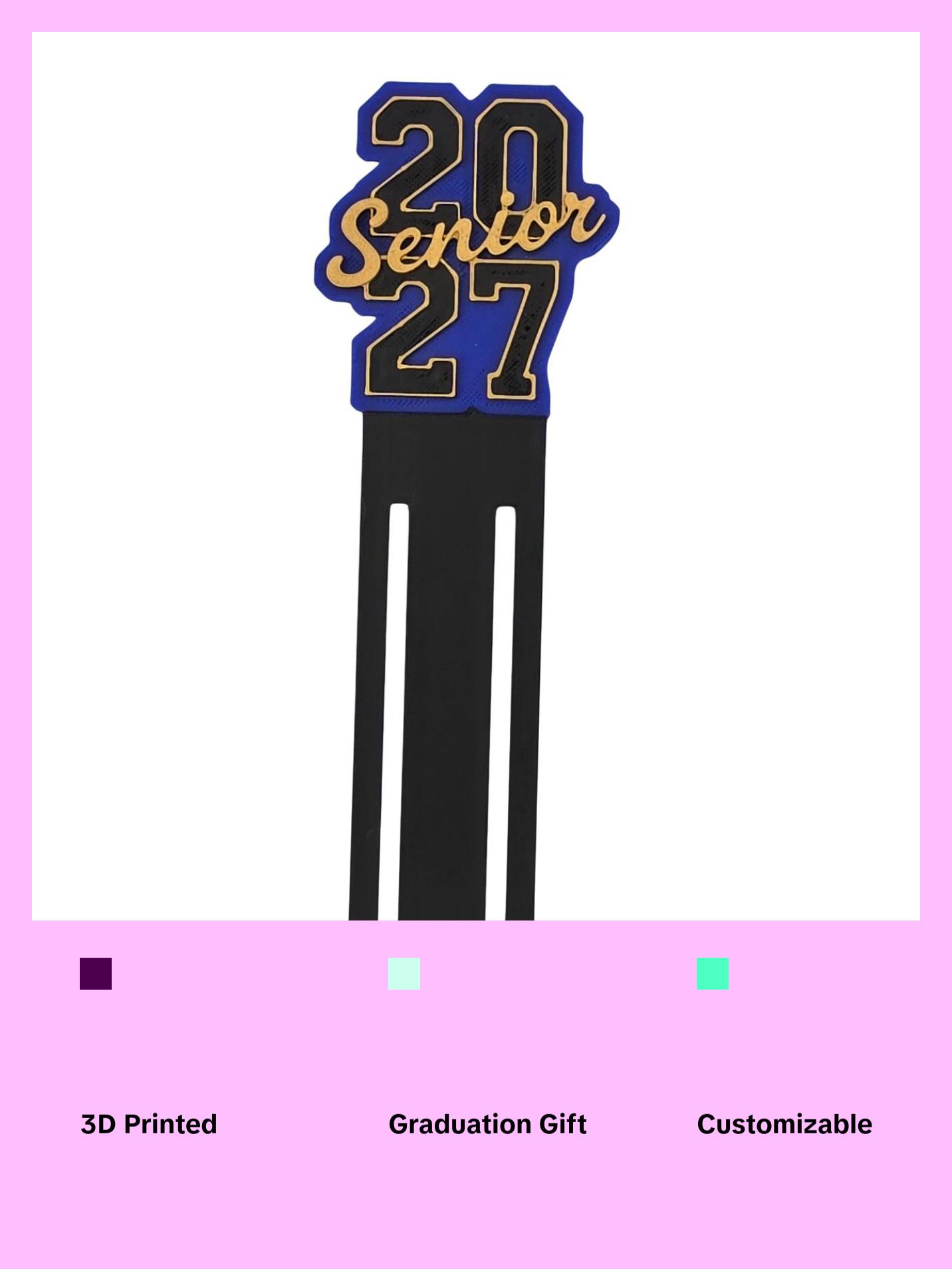 Class of 2027 Customizable Graduation Gift Bookmark - Personalized School Year Keepsake with Color Options for Seniors