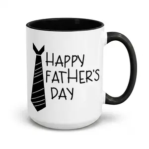 Dad Father’s Day Coffee Mug, Ceramic Cup 11oz/15oz with Simple Tie Artwork, Birthday Gift for Dad, Husband, Grandpa, Papa