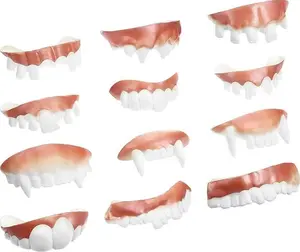 12 Pieces Fake Teeth Funny Vampire Teeth Halloween Gnarly Teeth Ugly Prank Gag Teeth False Hillbilly Teeth Joke Bob Fangs Denture for Halloween Cosplay Party Favors Photos Props 12 Styles