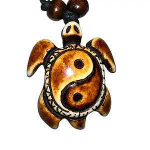 Ying Yang Turtle Necklace - Elegant Design with Colorful Turtle wooden Charms, Ideal for Any Occasion
