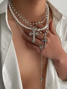 Bohemian Ccb Faux Pearl Matching Jewelry Set, 4-Piece Elegant Design, Perfect for Women & Girls, Ideal Gift for All Occasions