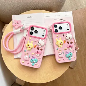 Cartoon Zombie Rabbit Silicone Phone Case For iPhone 17 16 15 14 Pro Max Soft Protective Cover