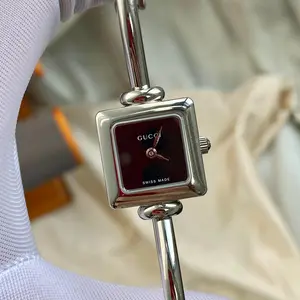 Gucci Vintage Quartz - Silver/Black Dial & Stainless Steel Bangle Bracelet Ladies Watch 15474438
