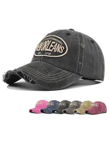 New Orleans Embroidery Baseball Cap | Vintage Washed Distressed Style Unisex Hip Hop Sports Embroidered Hat
