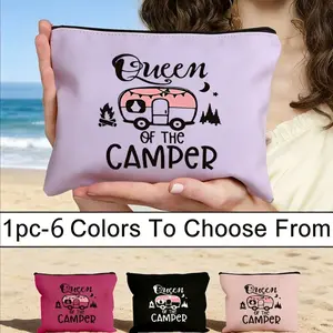 Outdoor Camping Style Makeup Bag, Travel Cosmetic Bags, Fashionable Zipper Cosmetic & Toiletries Pouch, Portable Travel Organizer, Reusable Washable Gift