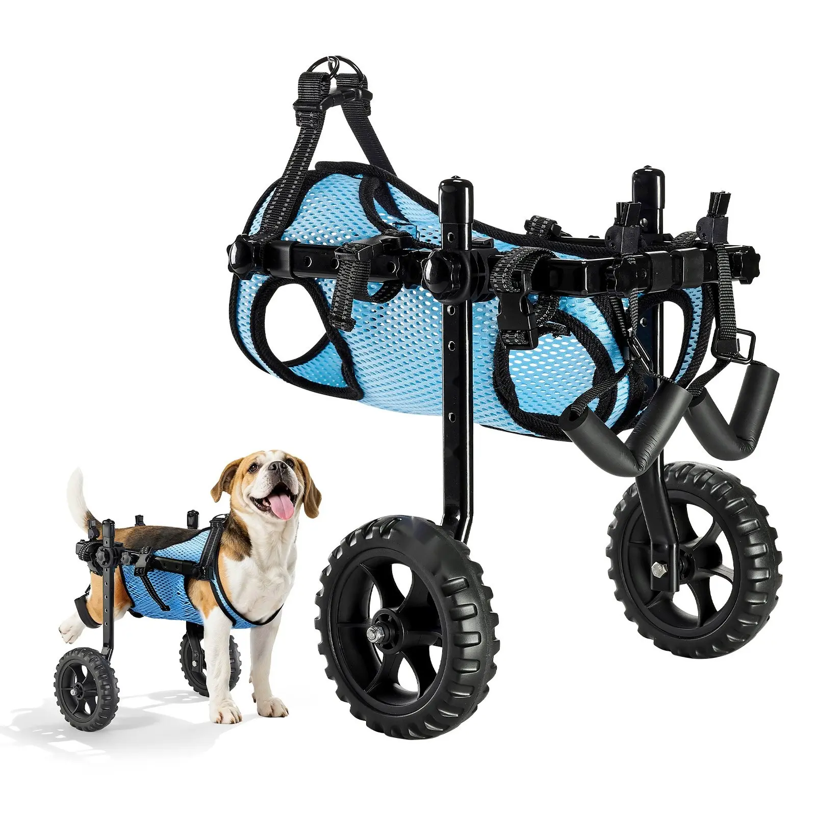 Two-Wheel Dog Wheelchair For Back Leg Support, Adjustable Lightweight Pet Wheelchair With Shock-Absorbing Wheels, Mobility Aid For Disabled Or Injured Dogs Up To 22 Lbs, Small Ideal For Travel And Home Use, Durable Frame.
