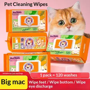 [Extra Large Pack] Washes up to 120 times - Pet No-Rinse Cleaning Gloves/Wipes for Cats and Dogs - Anti-Scratch, Deodorizing, and Antibacterial - Dry Cleaning Type - Money-Saving Secret