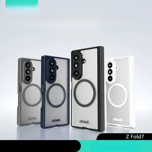 Phone Case for Samsung Galaxy Z FOLD 7/Z FOLD 6, featuring a fashionable and minimalist design, transparent magnetic hinge protection, frosted skin texture, durable material, and oxidation resistance