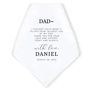 Personalized Dad Wedding Handkerchief | Heartfelt Gift for Father of the Groom | Customized Wedding Gifts For Parents on Wedding Day | Gift for Dad from Groom | Custom Keepsake Elegant Design