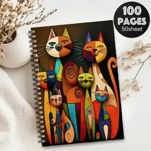 New Bestselling A5 Rainbow Cat Notebook, Sketchbook, Spiral Coil Journal, Memo Pad, Writing Book, Perfect for Notes and Drawings