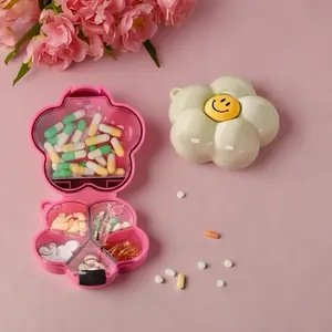 Flower Pill Organizer For Medicine Vitamin Supplement Dispenser Portable Jewlery Organizer Bag Pendant Gift