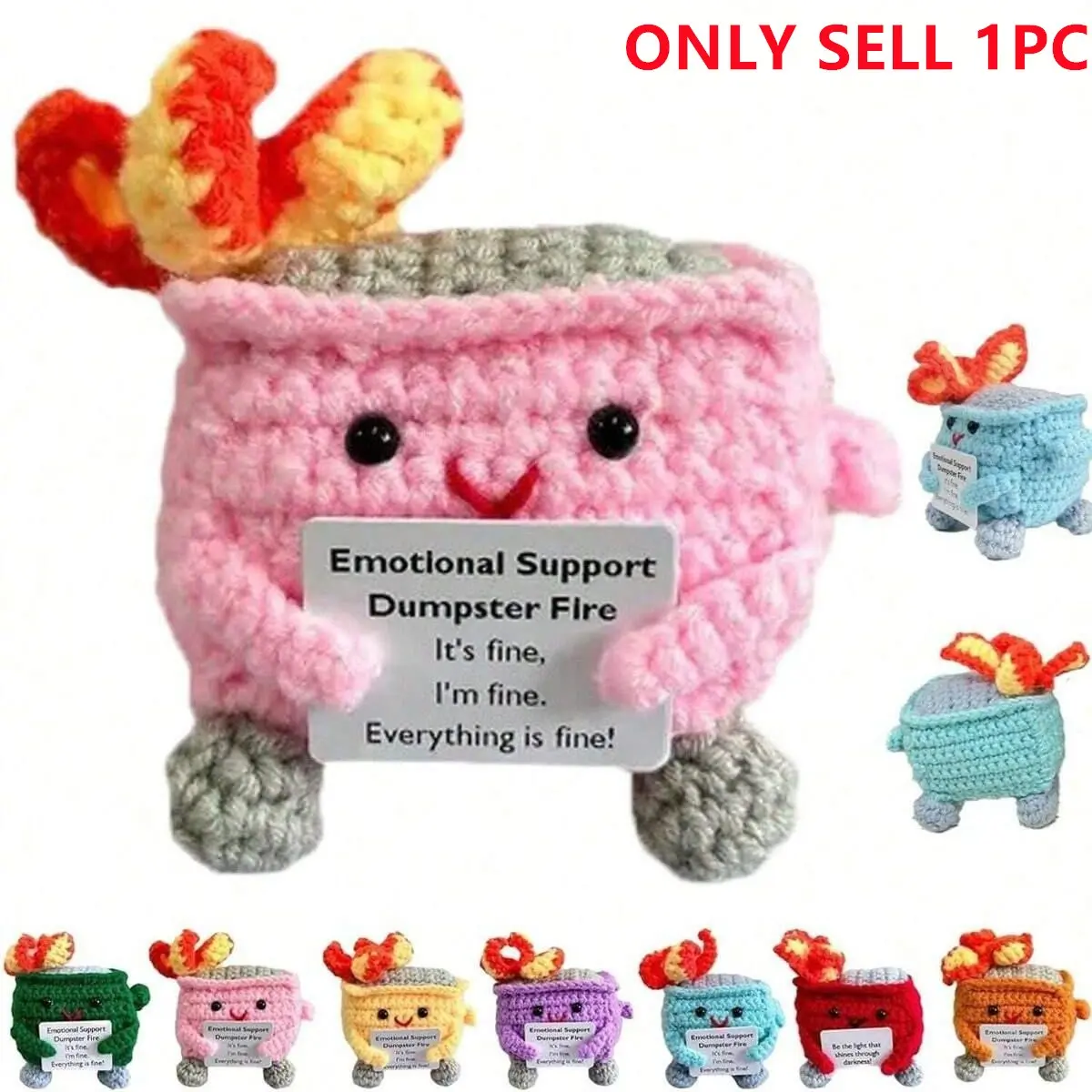 Handmade Crochet Positive Fire Extinguisher Doll Ornament, Inspirational Party Gift, Ideal Birthday Present, Home Office Decoration, Crochet Figure