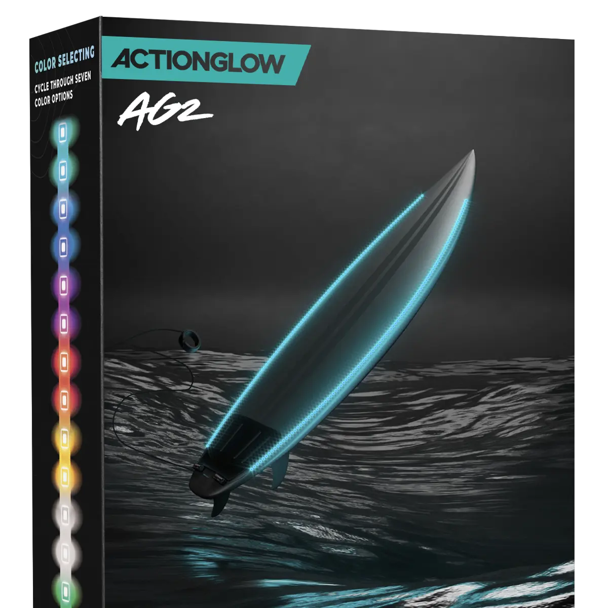 LED Surfboard Lighting System - ActionGlow (AG2) | 7 Color Modes, 100% Waterproof, Super Bright, Visible from Over a Half Mile, Easy 5 Minute Install