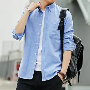 Autumn Oxford spinning men's long sleeved white shirt loose casual jacket Korean version trendy and handsome long sleeved lining clothes workwear shirt long sleeved men's jacket spring and autumn pockets pure cotton high-end white shirt jacket