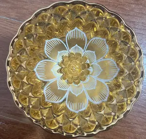 Golden Bloom Decorative Bowl | Luxury Floral Tray for Home Decor, Jewelry & Fruit Display
