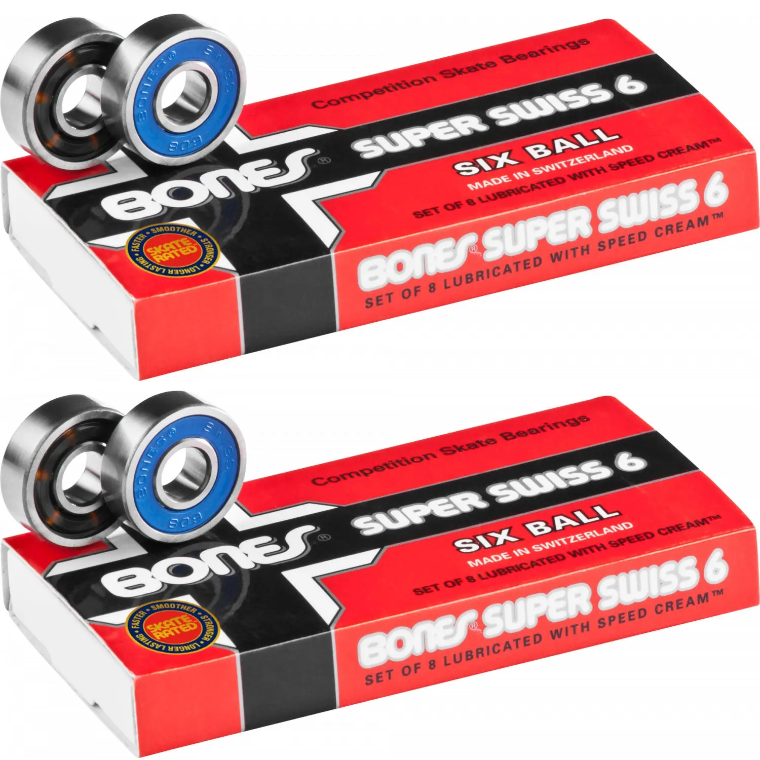 Bones Super Swiss 6 Bearings 16-Pack (Enough for 8 Wheels)