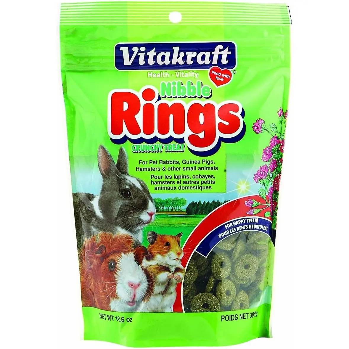 Vitakraft Nibble Rings Small Animal Treats - Crunchy Alfalfa Snack - For Rabbits, Guinea Pigs, Hamsters, and More