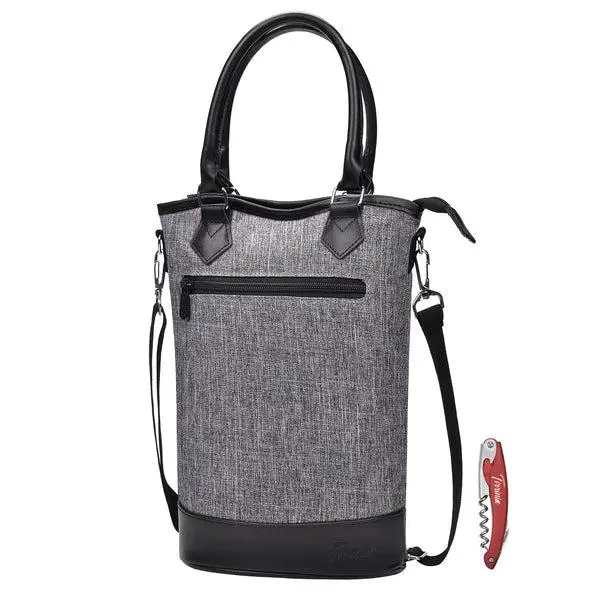 Tirrinia 2 Bottle Wine Gift Tote with Corkscrew for Outdoor