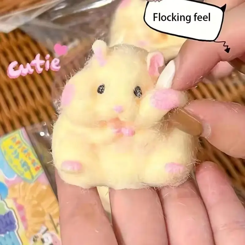 Hot Plastic Polyurethane Squishy Hamster Squeeze Toy, Soft Pinch Pop Fidget Stress Relief, Fun Sensory Experience Gift for Kids & Adults, Kawaii Squishies