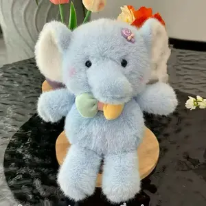 Blue Elephant Aesthetic Room Decor, Soft Cuddle Companion for Anxiety Relief, Sweet Lollipop Detail Desk Buddy, Perfect Surprise Gift for Bestie, Huggable Stuffed Animal, 10 inch