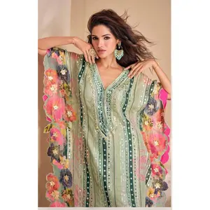 Dhoti Suit, Kaftan Style Suit, Crepe Silk, Pista Green, Mehendi Outfit, Haldi Wear, Tassel Suit, Designer Suit, Summer Festive Wear, Embroidered Suit