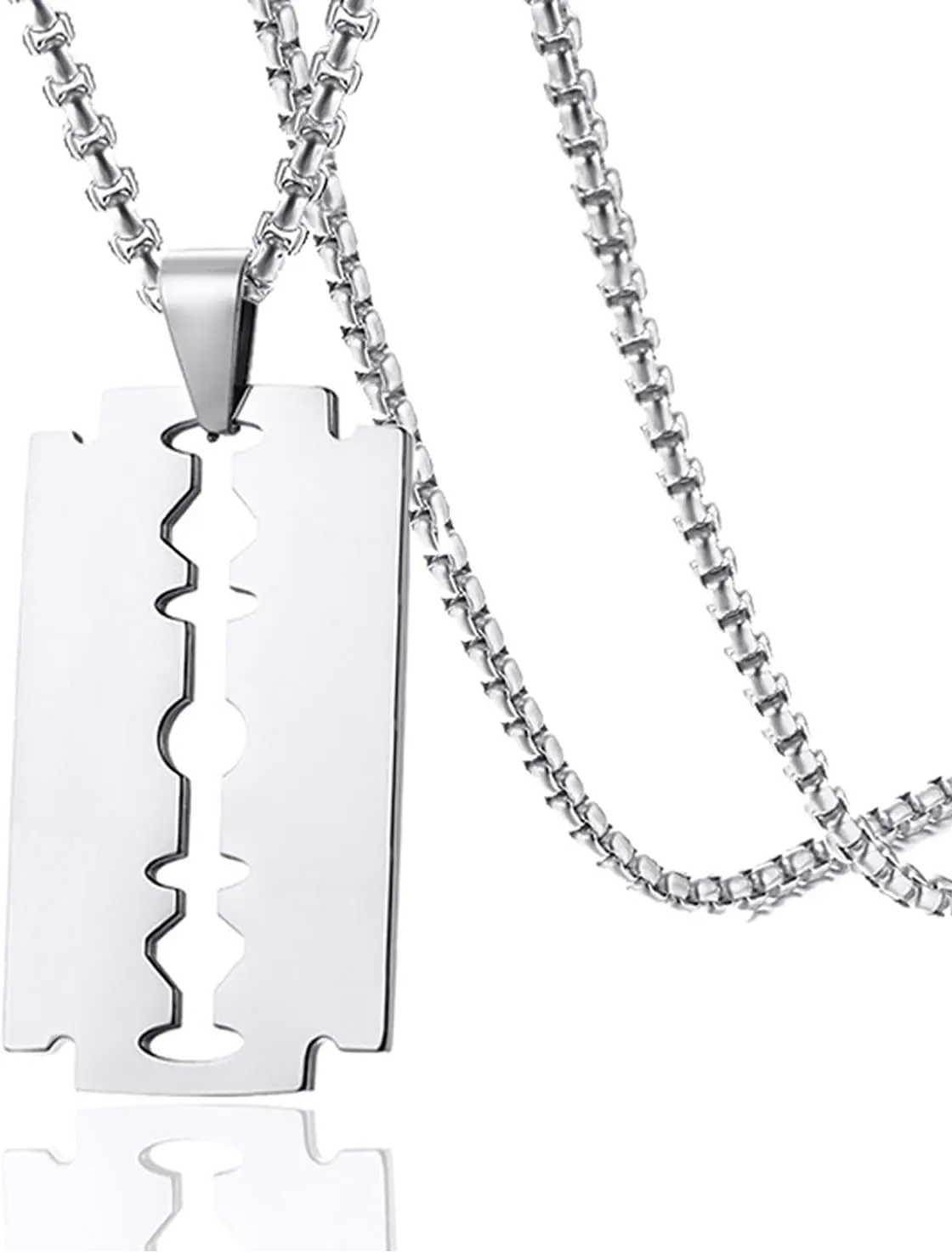 Hop Titanium Steel  Model  Tag Pendant Razor Necklace,24" Chain