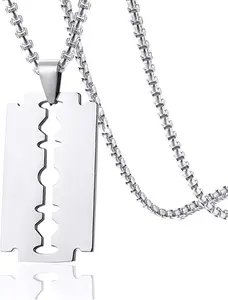 Hop Titanium Steel  Model  Tag Pendant Razor Necklace,24" Chain
