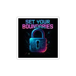 Set Your Boundaries lock design Sticker | Kiss-Cut Sticker, Neon Cybersecurity Art