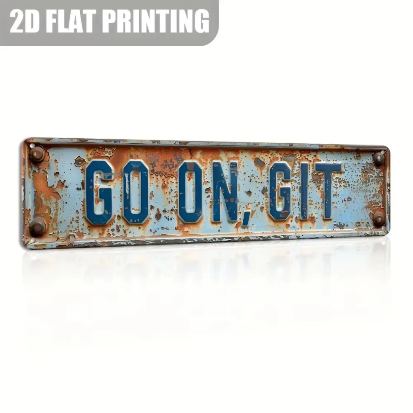 Vintage Style Rustic Design Aluminum Sign "Go On Git" 10x40cm- Durable Metal Wall Decor Vintage Garage Signs Western Decor for Home, Farmhouse, Porch, Garage and Outdoor