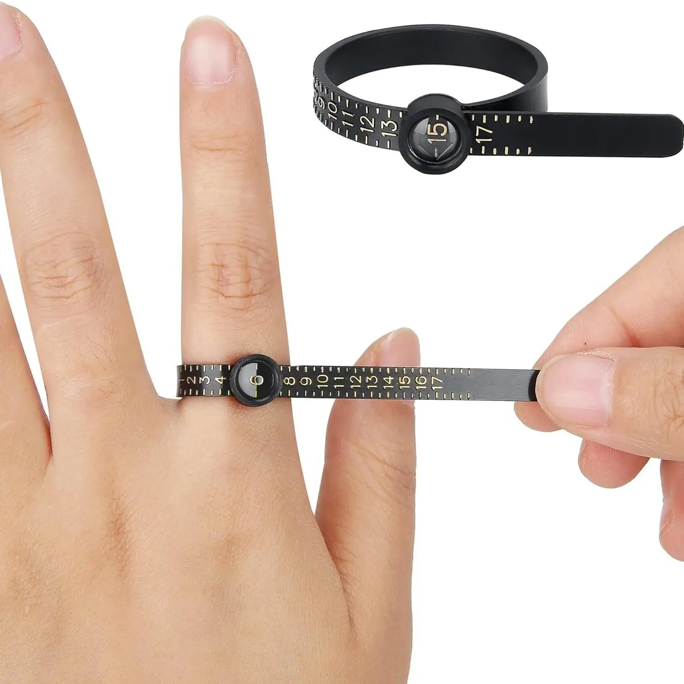 Ring Size Measuring Tool, Reusable Finger Size Gauge, Precision Measurement Jewelry Sizing Tool with Magnifying Glass, Hand Measuring Tool, Soft Ruler, Jewellery