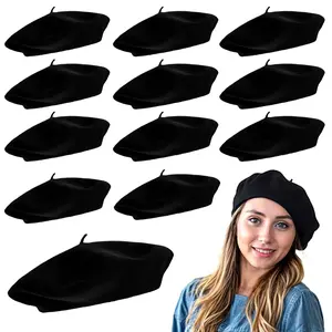 12Pcs/Set Wool Beret Hat,French Style Beanie Hats,Fashion Ladies Beret Caps for Women Girls Ladies,Christmas Party Gifts,Hand Tools Kits