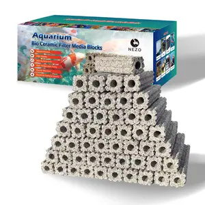 NEZO 50PCS 6 inch Long Aquarium Fish Tank Filter Media Yellow Bio Ceramic Bars for Aquarium Fresh Water Fish Tank, Sea Water Marine Fish Tank, Sump Tank, Koi Pond and Else