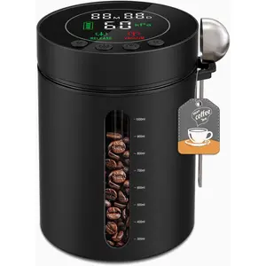 Automatic Rechargeable Airtight 1.3L Vacuum Coffee Canister, Electric Coffee Bean Container with Smart Pressure Sensor LED Display, for Home Kitchen Ground Coffee Food Tea Storage