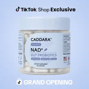Caddara Elevate Liposomal NAD+ 250mg Trans-Resveratrol 50mg Capsules & Gut Probiotics, Double Capsule, Advanced Cellular Energy Support, 60 Capsules