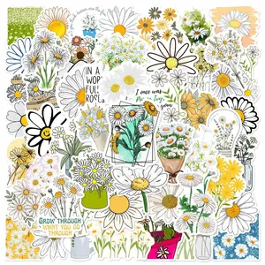 Daisy Pattern Sticker, Self Adhesive Decorative Stickers, DIY Decals for Water Bottle, Laptop, Phone Case, Scrapbooking, Journal Making, Protective