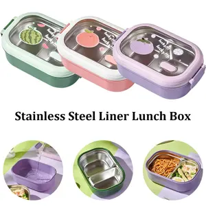 Stainless Steel Bento Divided Lunch Box with Lid, Reusable Two Compartment Leak-Proof Food Container, Hand Washable, Durable, Lightweight and Portable Design for School Office Camping Picnic