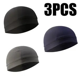 3PCS/Set Multifunctional Skull Caps,Liner Quick-dry Breathable Hat,Beanie Helmet Cycling Running Hat Pure Color