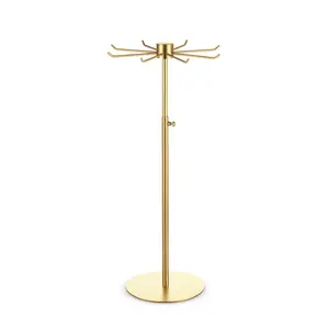 Bjewego Rotating Keychain & Jewelry Display Stand – Adjustable 360° Spinning Rack with 6 Hooks for Necklaces, Bracelets, Keys – Durable Gold Metal Organizer for Boutiques, Craft Shows & Home – Scratch-Resistant & Easy-Clean Stand