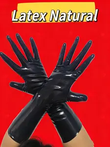 0.4mm Natural Latex Gloves, Unisex Elastic Five-Finger Design, Medium Length, Ideal for Kigurumi, Cosplay, Halloween Parties
