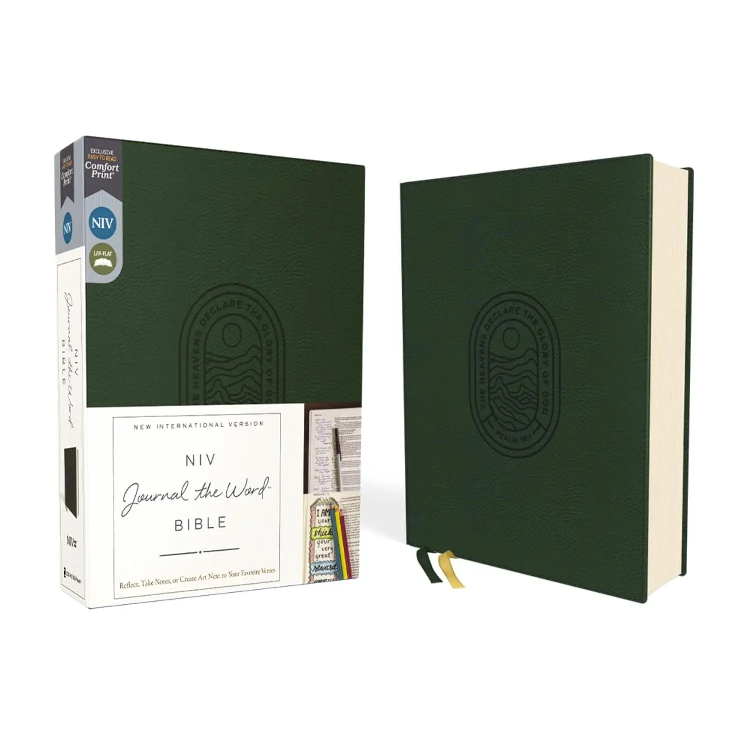 NIV, Journal the Word  ( for Note-Taking), Leathersoft, Green, Red Letter, Comfort Print: Reflect, Take Notes, or Create Art Next to Your Favorite Verses - Hardcover