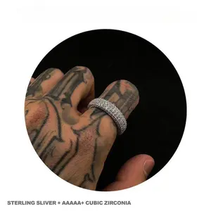 ICE HUE Iced Out Eternity Band,  Sterling Cubic Zirconia Ring, Perfect Gift Option, Ring for Men & Women, Jewelry for Men