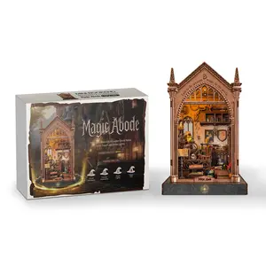 Magic Abode Book Nook Kit for Adults - DIY Miniature House Kit with LED Lights, Bookshelf Decor, Nook Tales, Creative Gift for Book Lovers & Craft Enthusiasts