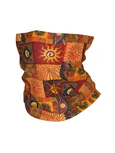 Men's & Women's Hippie Whimsigoth Patchwork Headscarf - Gothic Boho Print Knitted Winter Neck Scarf, Warm Unisex Headwear for Fishing, Cold Weather & Costume Parties, Patchwork Design for Men & Women