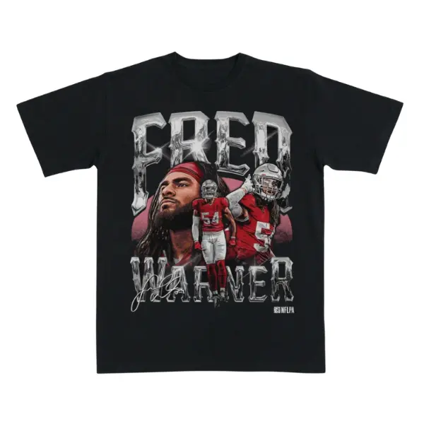 Red Football Defender Graphic T-Shirt – Vintage Sports Portrait Tee, Unisex Game Day Fan Shirt, Retro Gridiron Gift